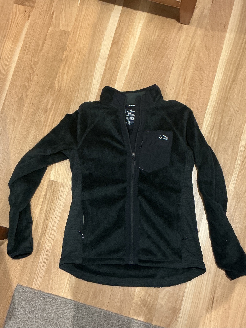 L.L. Bean Women's Dark Greeh Teddy Jacket With Chest Pocket